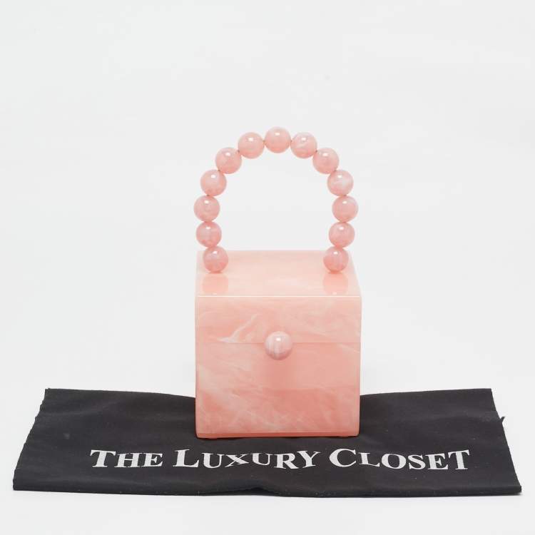 Pre Owned Cult Gaia Pink Marble Print Acrylic EOS Box Bag