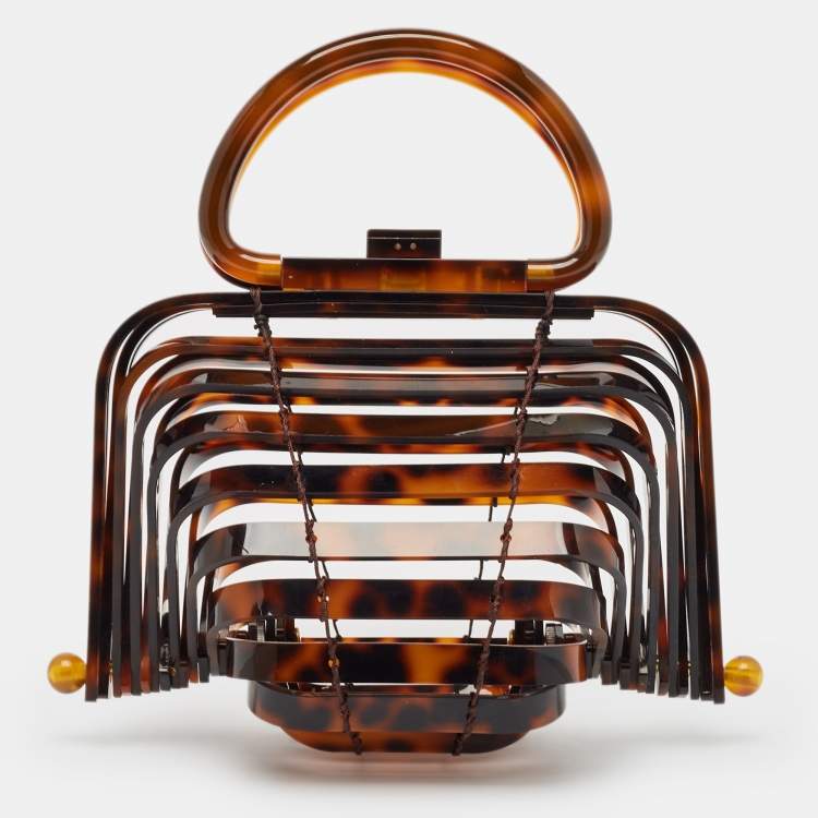 Pre Owned Cult Gaia Brown Acrylic Lilleth Top Handle Bag