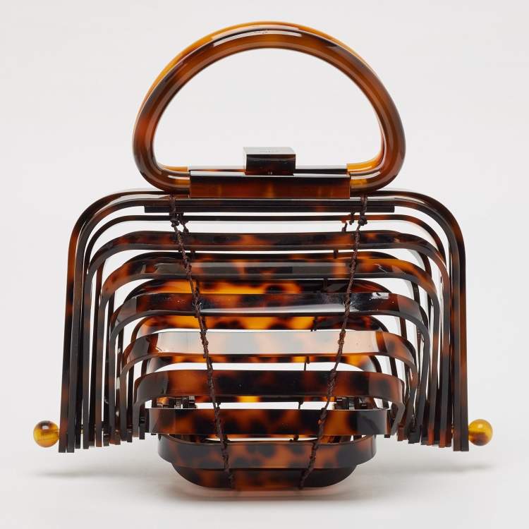 Pre Owned Cult Gaia Brown Acrylic Lilleth Top Handle Bag