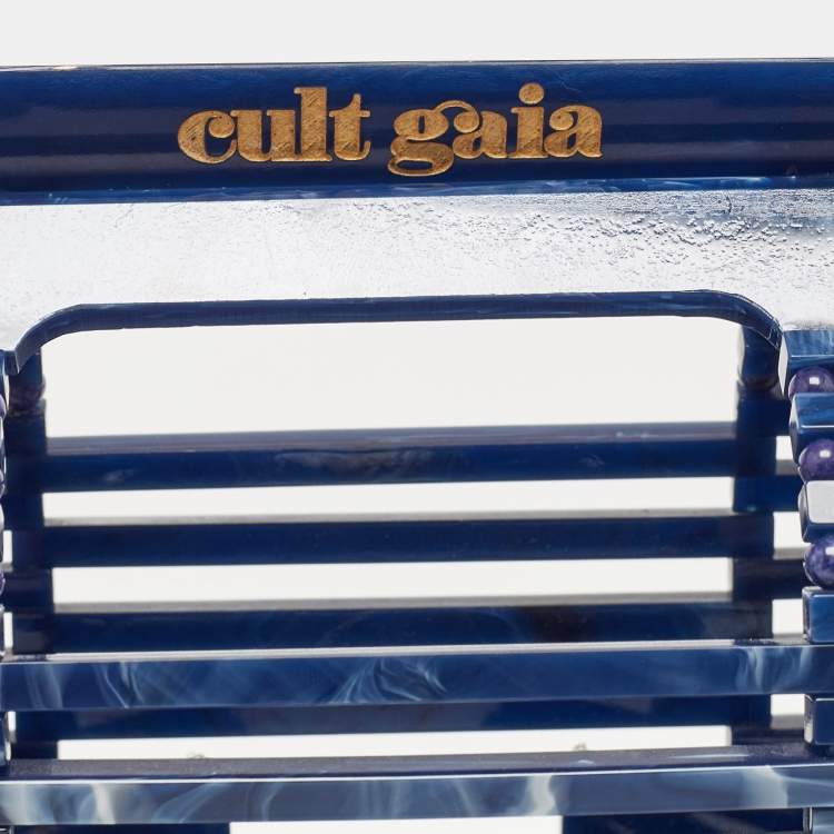 Pre Owned Cult Gaia Navy Blue Acrylic Ark Clutch
