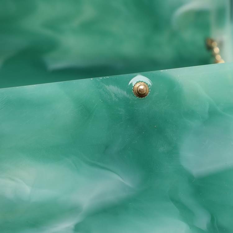 Pre Owned Cult Gaia Sage Acrylic Eos Top Handle Box Bag