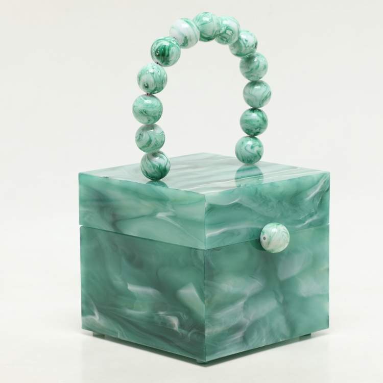 Pre Owned Cult Gaia Sage Acrylic Eos Top Handle Box Bag
