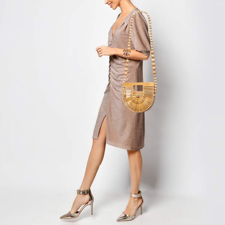 Pre Owned Cult Gaia Brown Bamboo Micro Ark Crossbody Bag