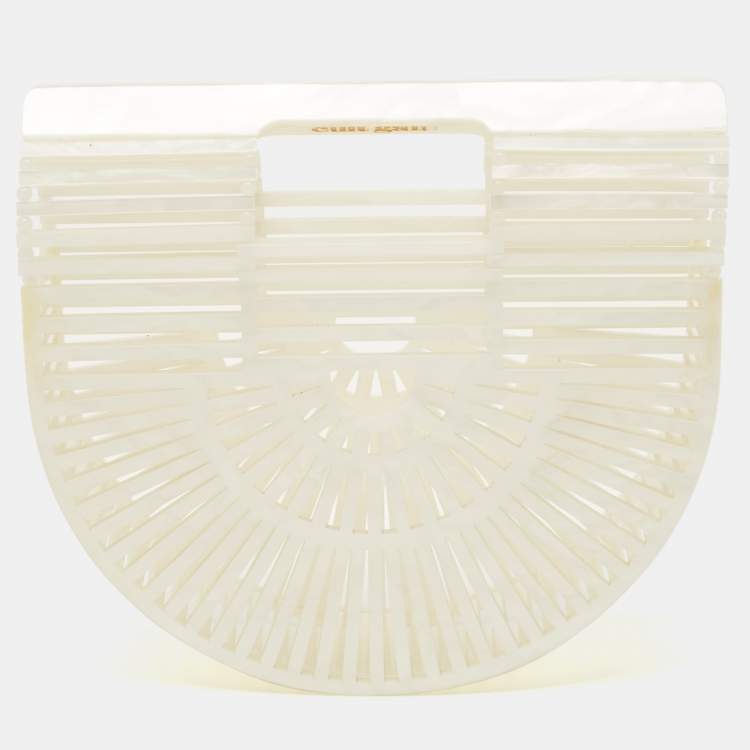 Pre Owned Cult Gaia Pearl White Acrylic Mini Ark Clutch
