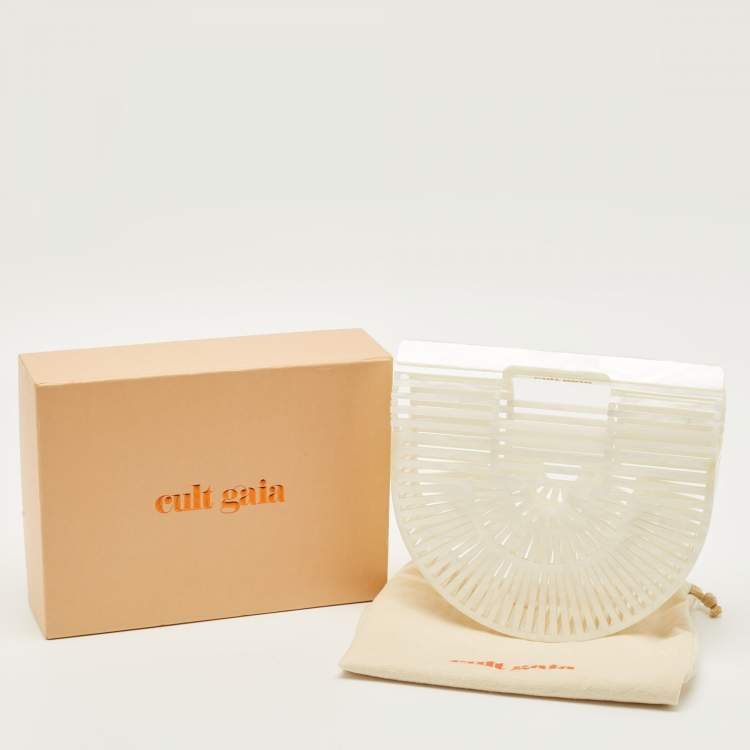 Pre Owned Cult Gaia Pearl White Acrylic Mini Ark Clutch