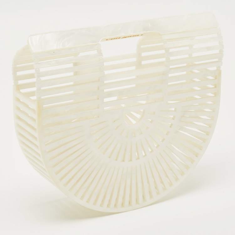 Pre Owned Cult Gaia Pearl White Acrylic Mini Ark Clutch