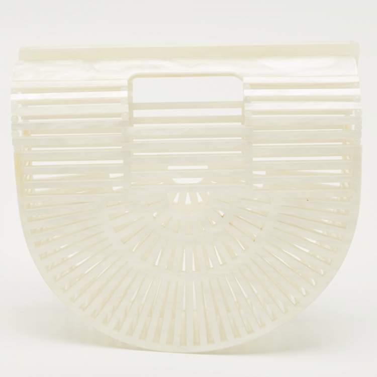 Pre Owned Cult Gaia Pearl White Acrylic Mini Ark Clutch