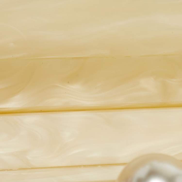 Pre Owned  Cult Gaia EOS Pearl Off White Acrylic Box Clutch