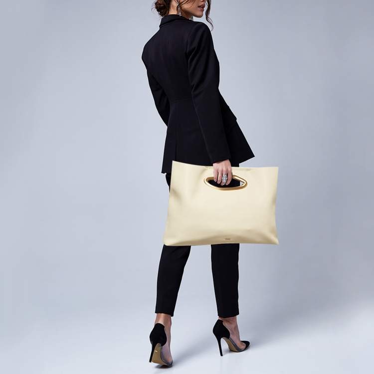 Pre Owned Cult Gaia Reza Off White Leather Tote