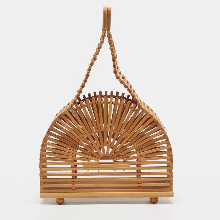 Pre Owned Cult Gaia Dome Natural Bamboo Clutch