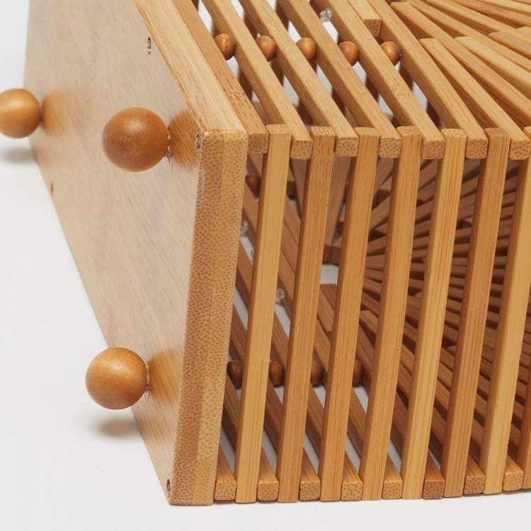 Pre Owned Cult Gaia Dome Natural Bamboo Clutch