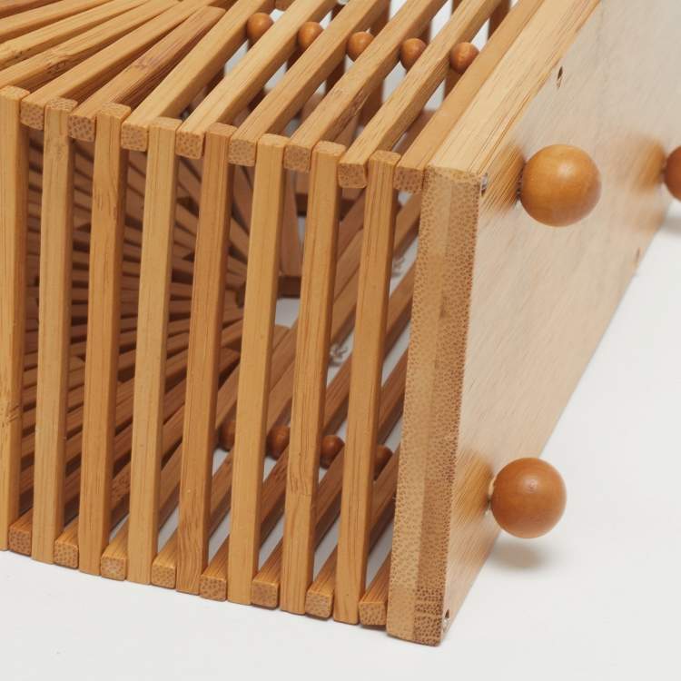 Pre Owned Cult Gaia Dome Natural Bamboo Clutch