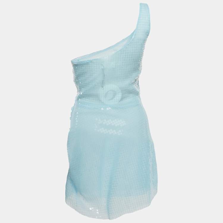 Pre Owned Cultnaked Blue Sequin Ruche Moon Dress M