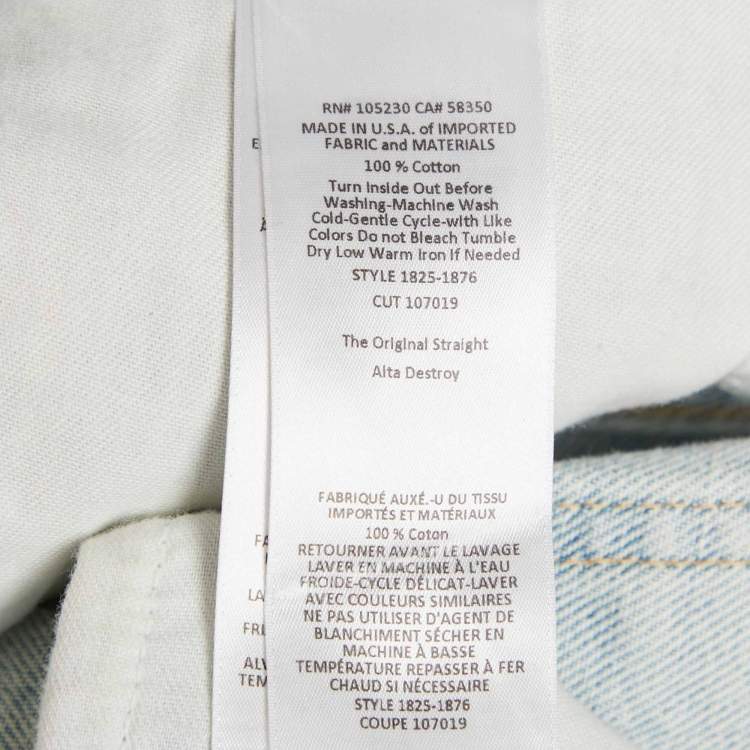 Pre Owned Current/Elliott Light Blue Denim Straight Fit Alta Destroy Jeans M Waist 28"