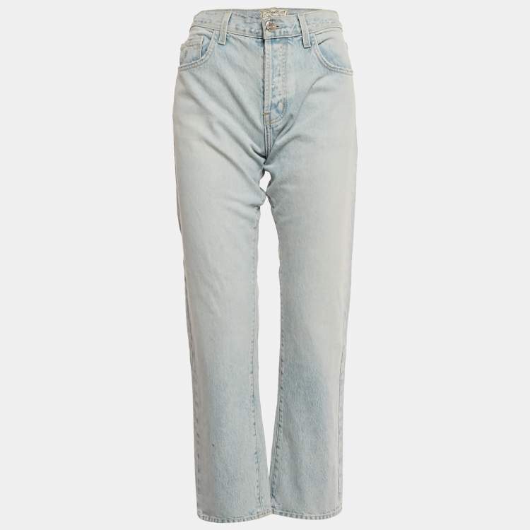 Pre Owned Current/Elliott Light Blue Denim Straight Fit Alta Destroy Jeans M Waist 28"