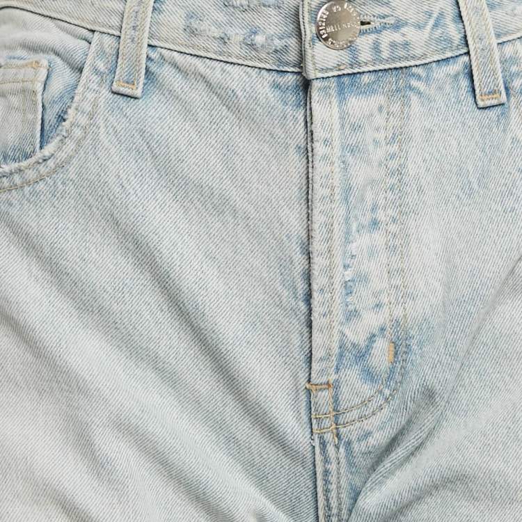Pre Owned Current/Elliott Light Blue Denim Straight Fit Alta Destroy Jeans M Waist 28"
