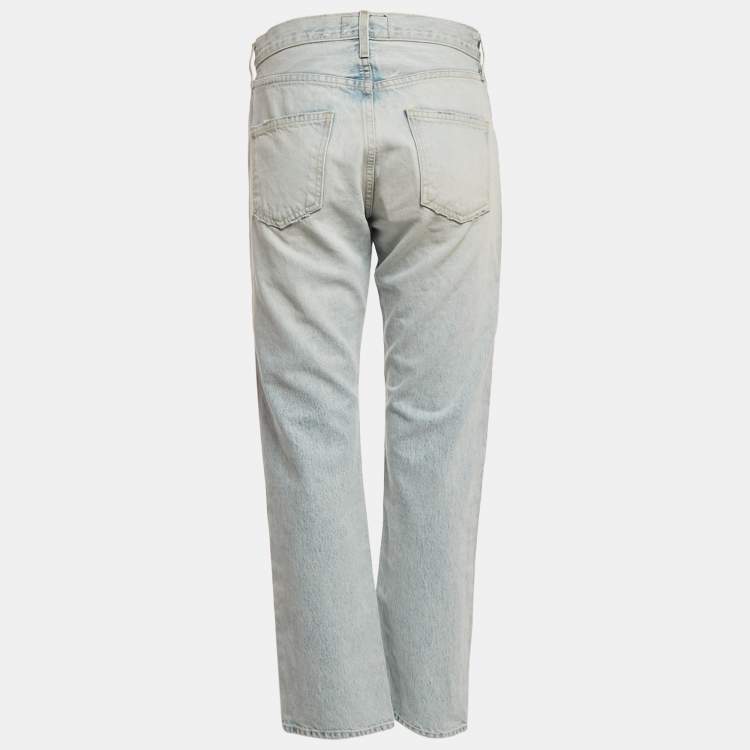 Pre Owned Current/Elliott Light Blue Denim Straight Fit Alta Destroy Jeans M Waist 28"