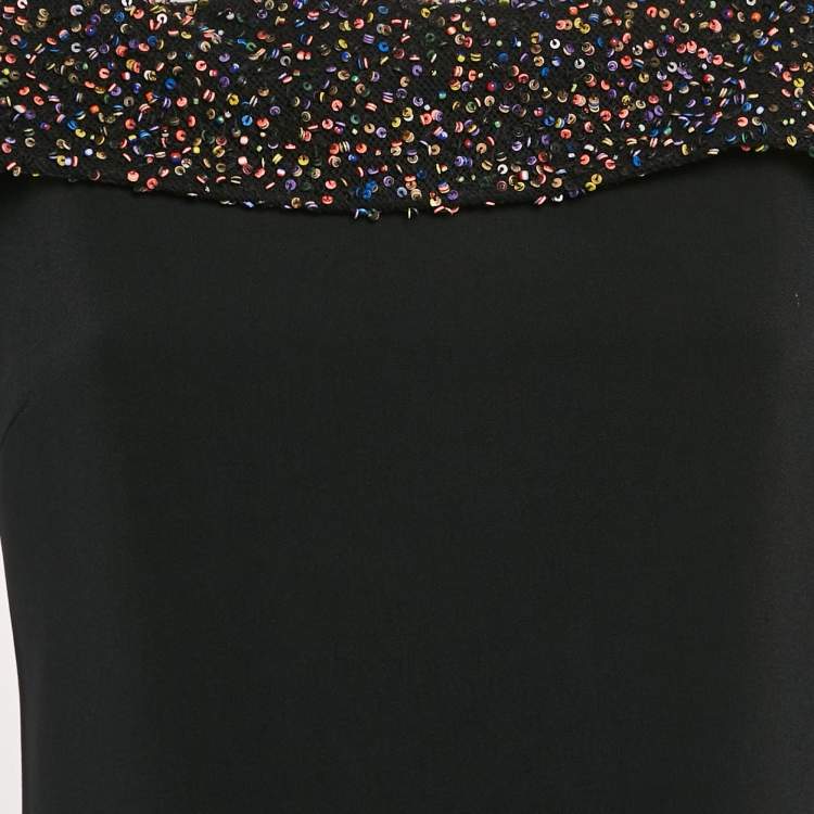 Pre Owned Cushnie et Ochs Black Embellished Crepe Off-Shoulder Midi Dress M