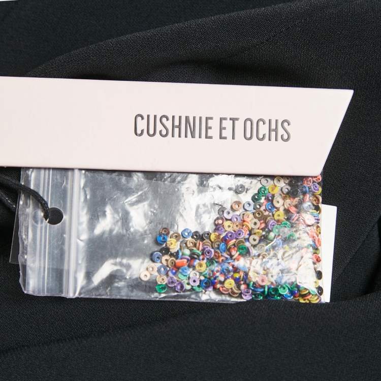 Pre Owned Cushnie et Ochs Black Embellished Crepe Off-Shoulder Midi Dress M