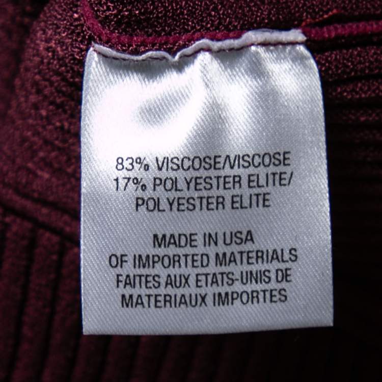Pre Owned Cushnie et Ochs Burgundy Rib Knit Cut-Out Detail Sweater XL