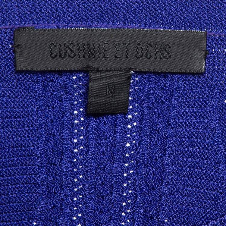 مملوكة مسبقًا Cushnie et Ochs Purple Stretch Knit Long Sleeve Crop Top M