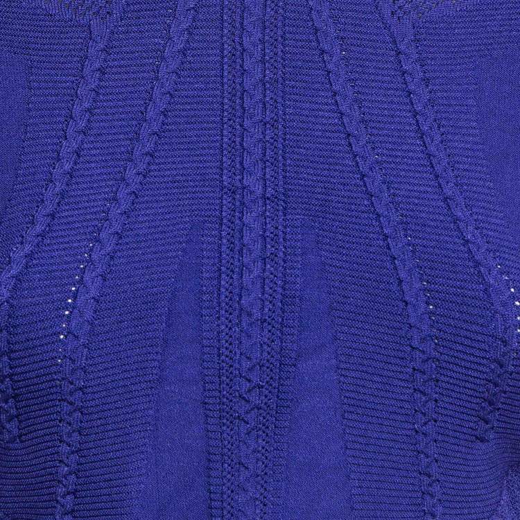 مملوكة مسبقًا Cushnie et Ochs Purple Stretch Knit Long Sleeve Crop Top M