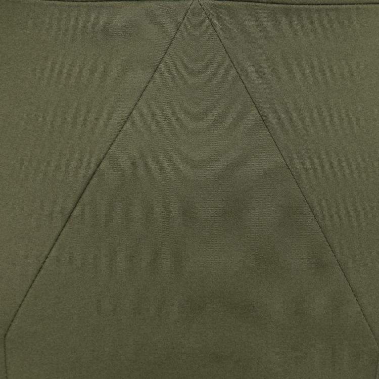 Pre Owned Cushnie Et Ochs Safari Green Stretch Cotton Keyhole Detail Mini Dress XS 