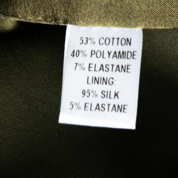 Pre Owned Cushnie Et Ochs Safari Green Stretch Cotton Keyhole Detail Mini Dress XS 
