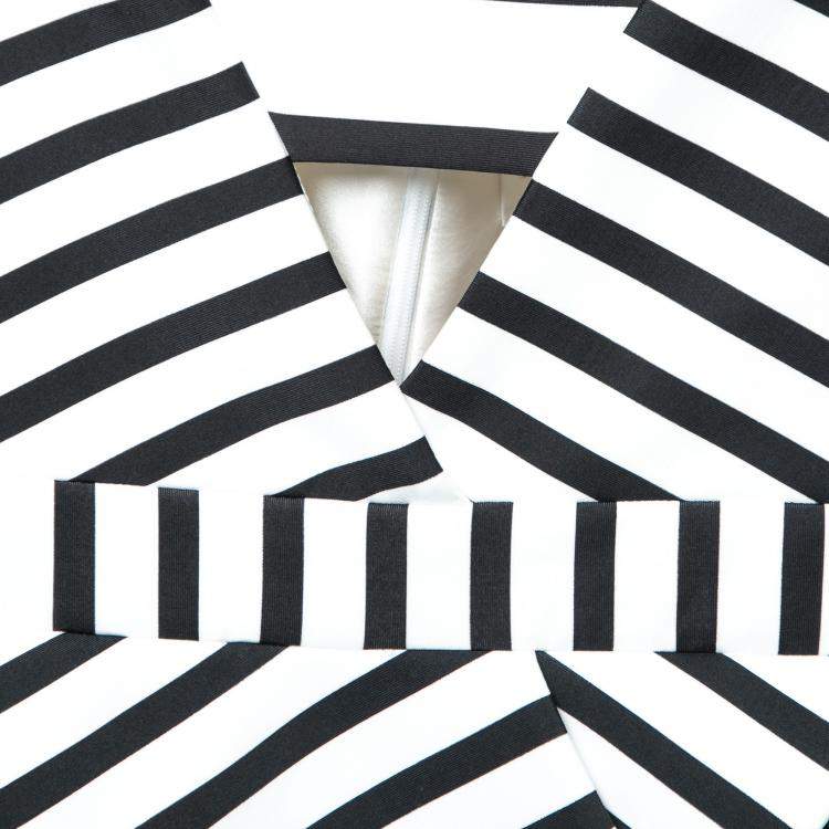 Pre Owned Cushnie Et Ochs Black and White Striped Neoprene Strapless Dress XS 