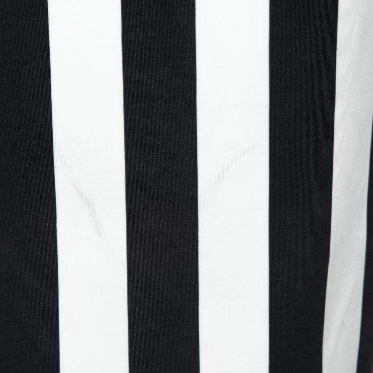Pre Owned Cushnie Et Ochs Black and White Striped Neoprene Strapless Dress XS 