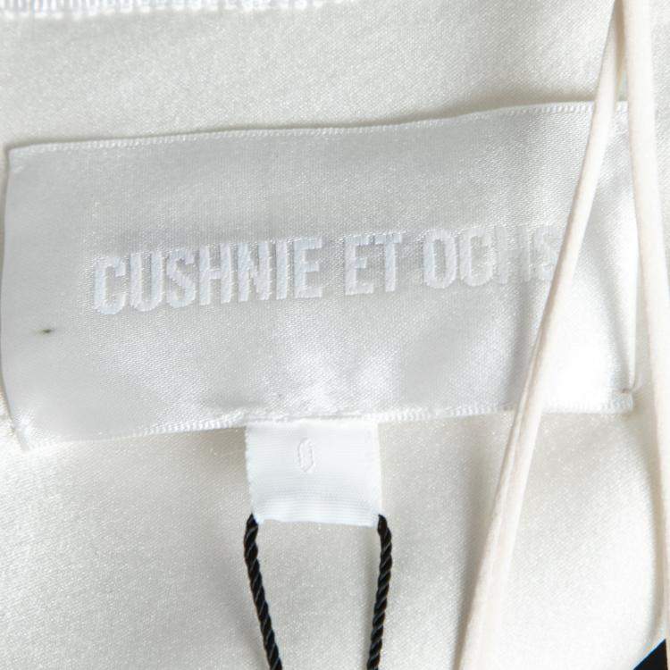 Pre Owned Cushnie Et Ochs Black and White Striped Neoprene Strapless Dress XS 
