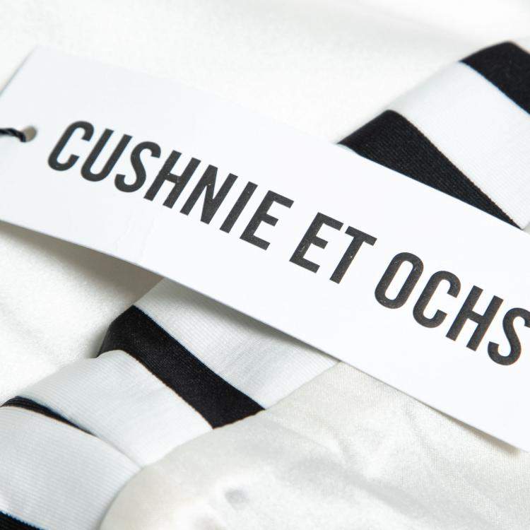 Pre Owned Cushnie Et Ochs Black and White Striped Neoprene Strapless Dress XS 