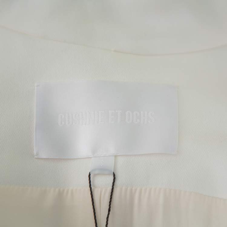 Pre Owned Cushnie et Ochs White Crepe Collared Open Front Coat S 