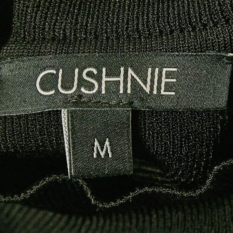 Pre Owned Cushnie Black Rib Knit High Neck Bodycon Mini Dress M
