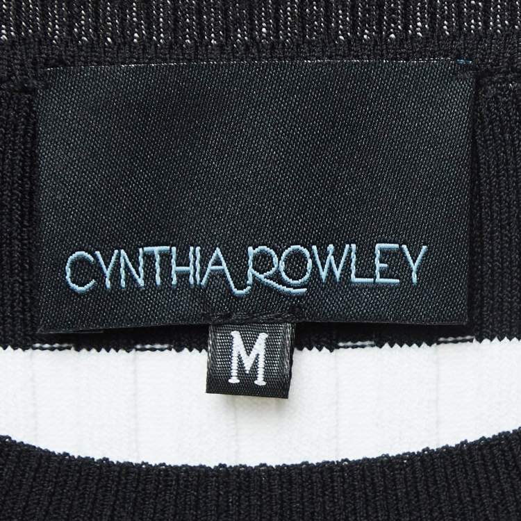 Pre Owned Cynthia Rowley Black/White Stripe Patterned Full Sleeve Sweater M