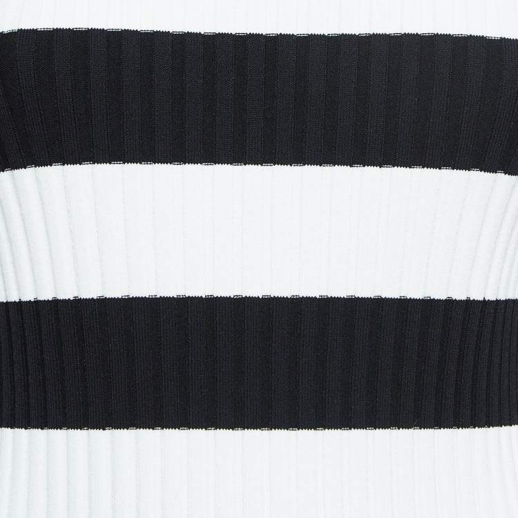 Pre Owned Cynthia Rowley Black/White Stripe Patterned Full Sleeve Sweater M