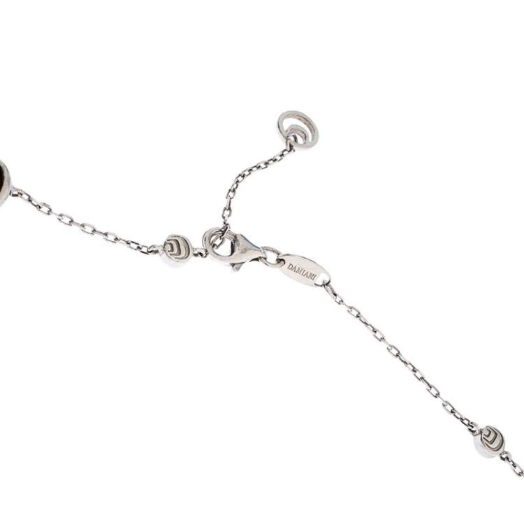 Pre Owned Damiani Damianissima Onyx Diamond Silver Long Station Necklace