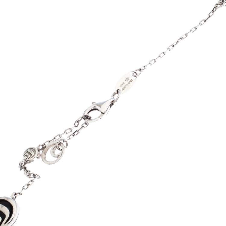 Pre Owned Damiani Damianissima Onyx Diamond Silver Long Station Necklace