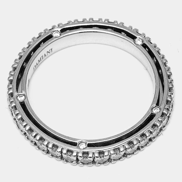 Pre Owned Damiani D.side Diamonds 18k White Gold Ring Size 50