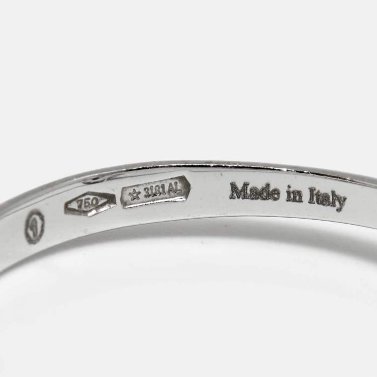 Pre Owned Damiani Margerita Sapphire Diamonds 18k White Gold Ring Size 52.5 