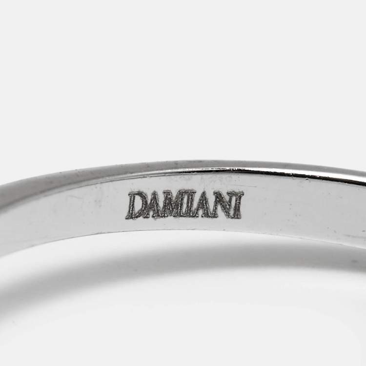 Pre Owned Damiani Margerita Sapphire Diamonds 18k White Gold Ring Size 52.5 