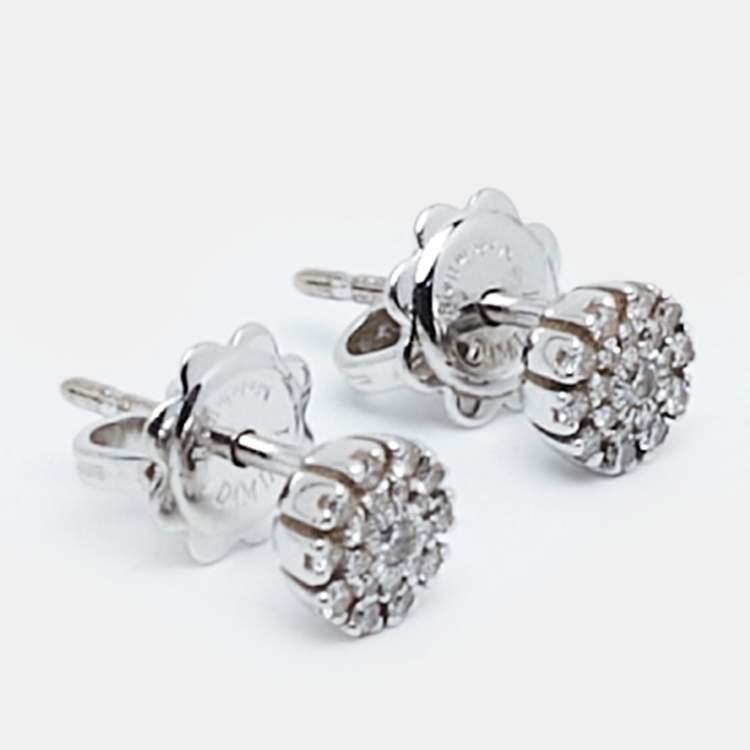 Pre Owned Damiani Margerita Diamonds 18k White Gold Earrings