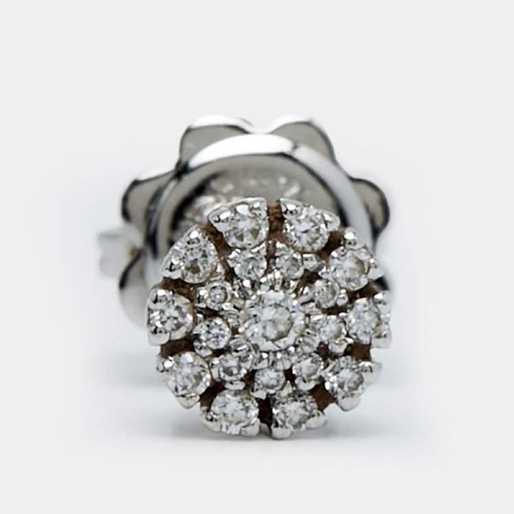 Pre Owned Damiani Margerita Diamonds 18k White Gold Earrings