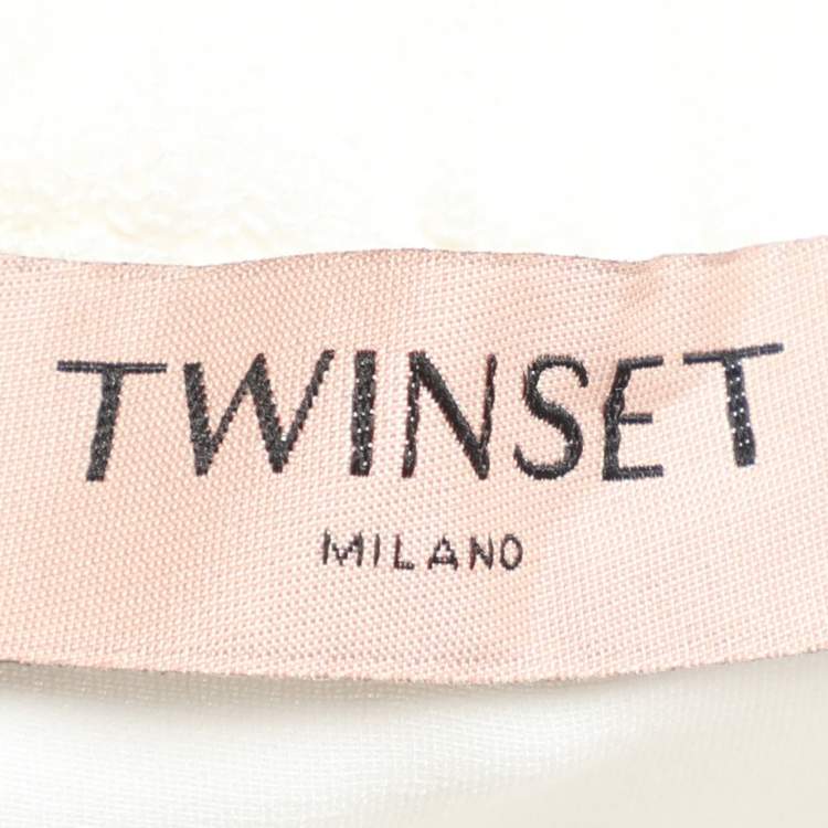 Pre Owned Twinset Cream Tulle Pleated Midi Skirt M