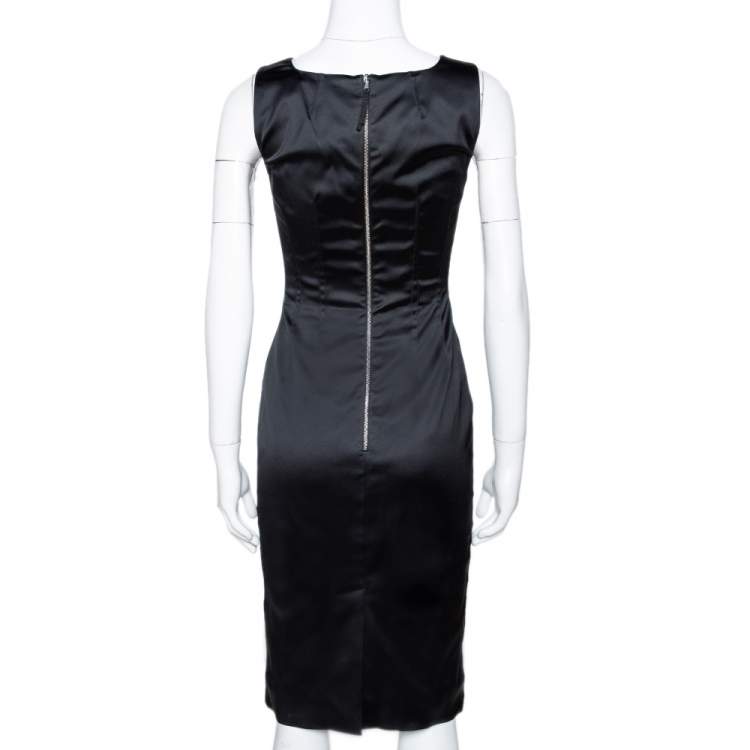 Pre Owned D&G Black Stretch Satin Sleeveless Fitted Dress S