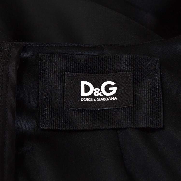 Pre Owned D&G Black Stretch Satin Sleeveless Fitted Dress S