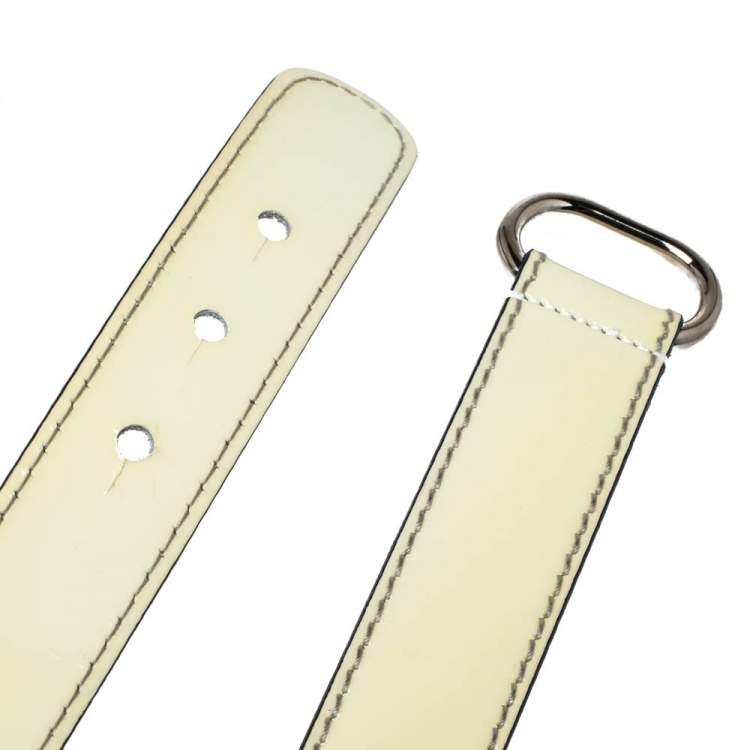 Pre Owned D&G Light Cream Patent Leather Logo Belt 80CM