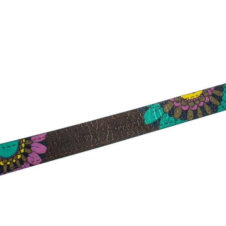 Pre Owned D&G Green Suede Brass Metal Logo Narrow Belt 90CM