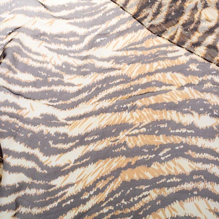 Pre Owned D&G Brown Animal Print Asymmetric Silk Stole