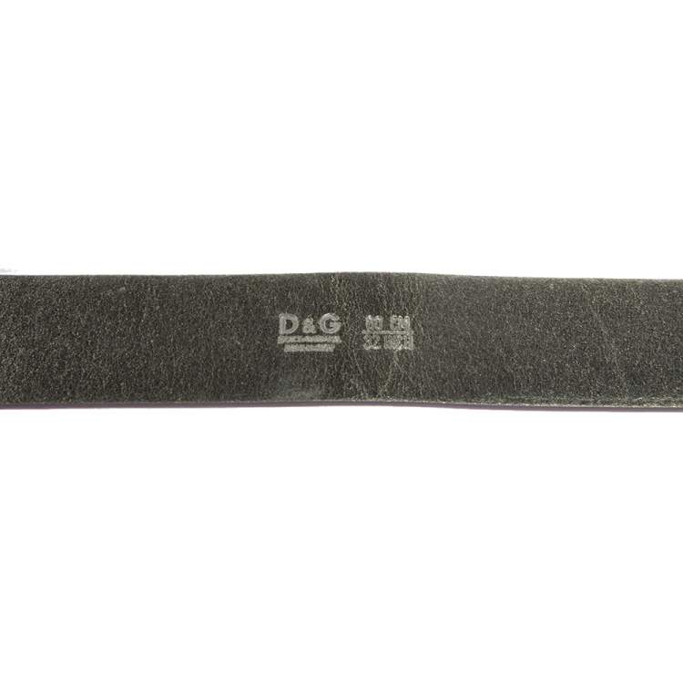 Pre Owned D&G Lilac/Silver Leather Logo Belt 80CM